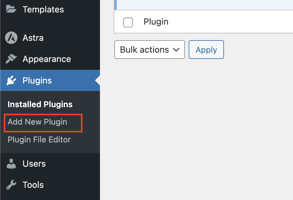 WordPress Add New Plugin Dashboard